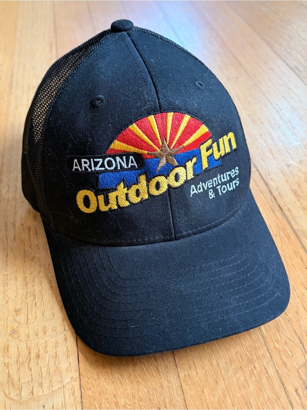 Arizona Outdoor Fun Black Embroidered Trucker Hat